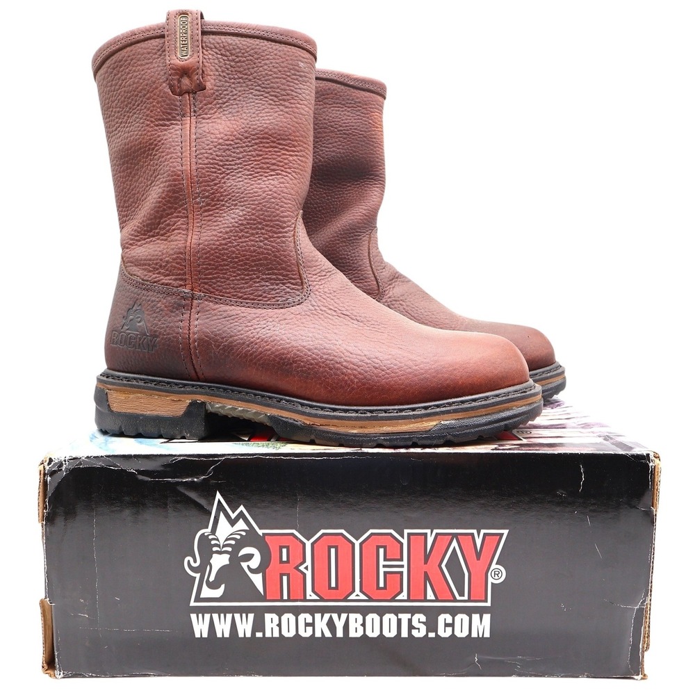Rocky IronClad 10" Pull-On Work Boots Mens 11W Brown Leather New